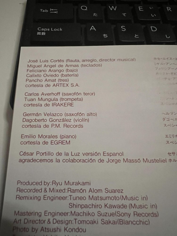 La contraportada del CD “The Man” who called “TOSCO”, donde aparecen los músicos participantes y los créditos.